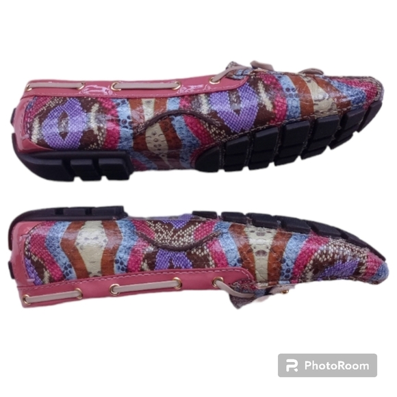 🩷Marc Joseph New York Cypress Hill Multi Camelia Snake Leather Moccasin S… - Picture 7 of 14